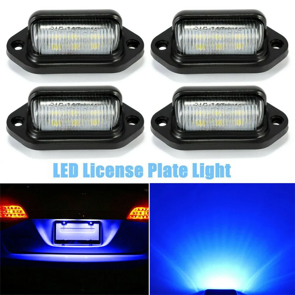 

4x Blue 6 LED License Plate Tag Lights Step Footwell Lamp Boat Truck Trailer RV Fit For All Boats Cars LED License Plate Light