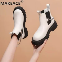 autumn womens boots fashion chelsea boots winter cotton ankle boots cool chain accessories cute women bare boots and calf boots