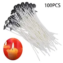 100Pcs Cotton Candle Wicks Smokeless Wax Pure Cotton Core DIY Candle Making Pre-waxed Wicks Party Supplies 2.6/9/12/15/18/20cm