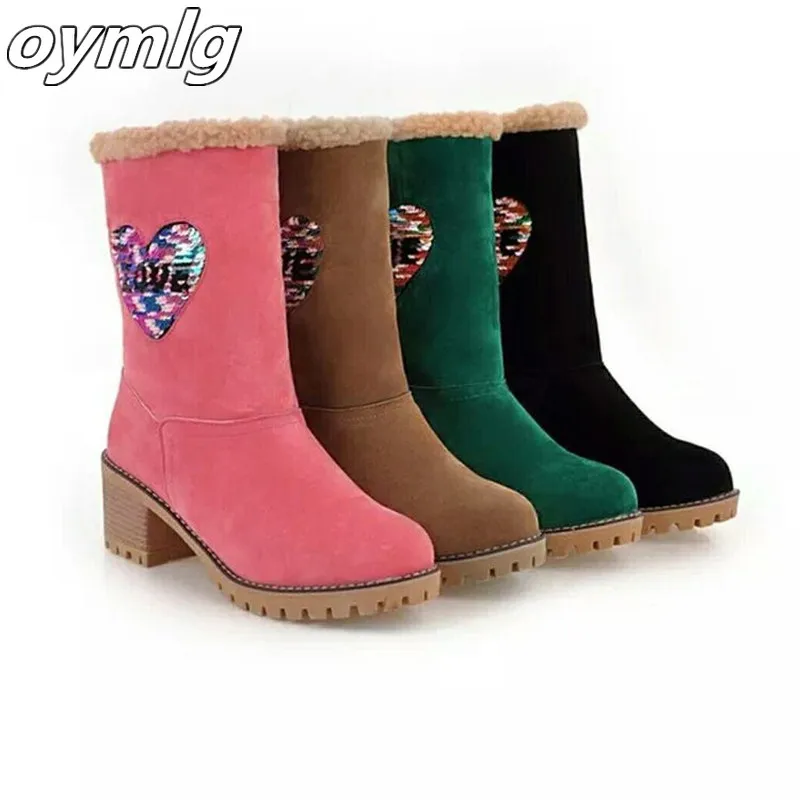 

Women Snow Boots Flat Lace Up Winter Plus Size Platform Ladies Warm Shoes 2020 New Flock Fur Women's Suede Boots Female