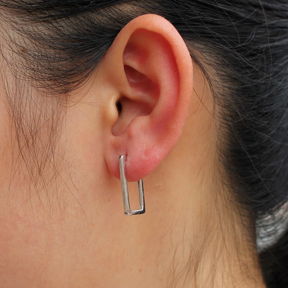 Женские и мужские прямоугольные серьги манжеты Trusta серебро 925 пробы Подарочные