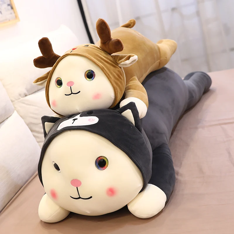 

60/80/100cm Long Cat Pillow Plush Toy Soft Stuffed Plush Animal Dress up Cat Kids Gift Home Decor Girl Gift