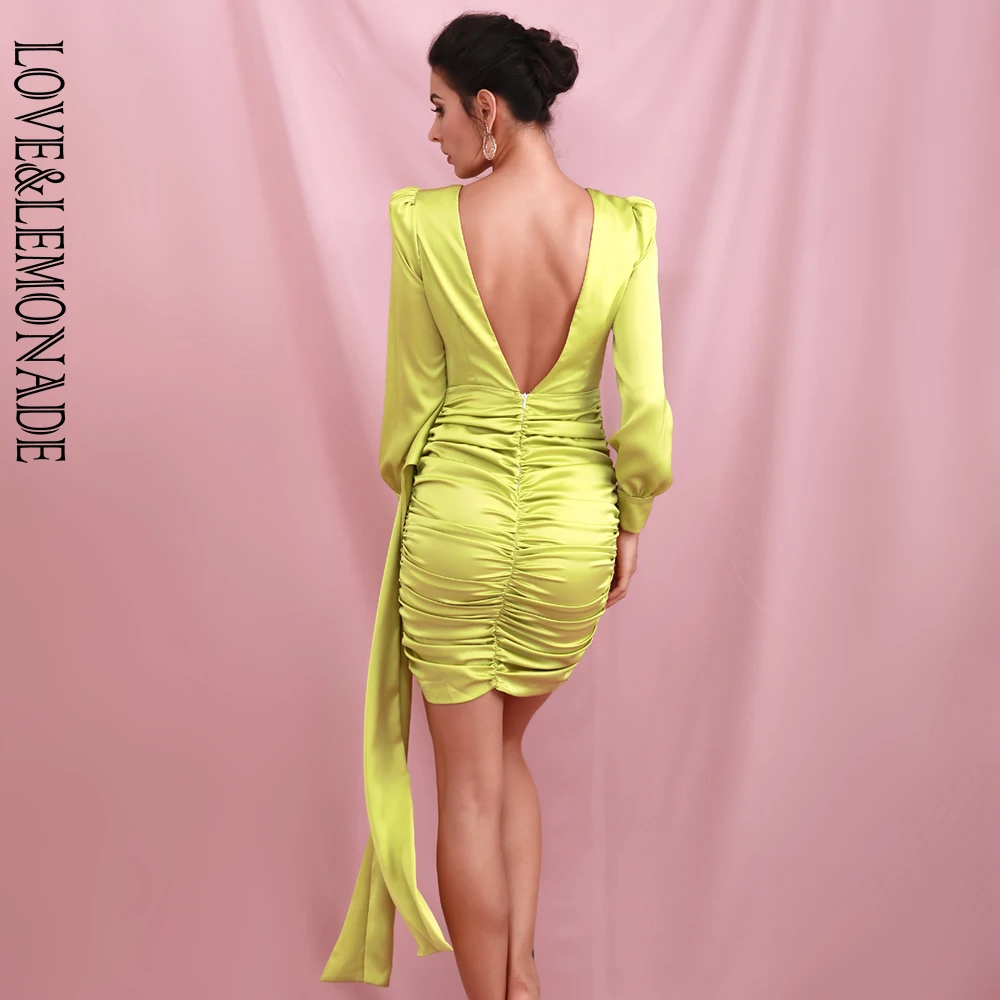 Женское мини платье LOVE & LEMONADE ФЛУОРЕСЦЕНТНОЕ зеленое из светоотражающей ткани с