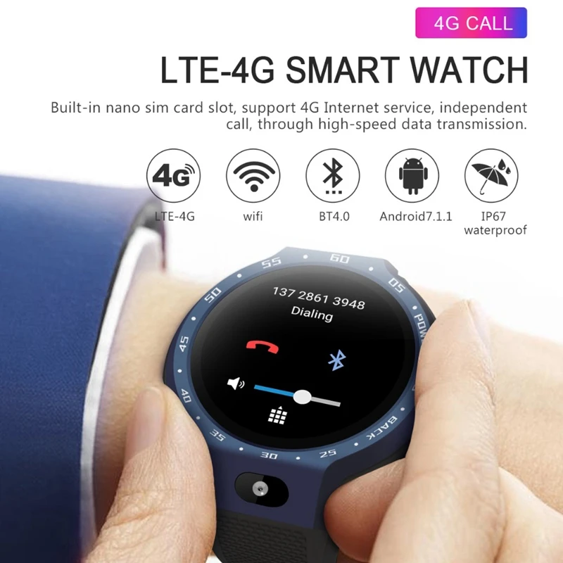 Модные Смарт-часы 4G для телефона Android 7.1.1 3 Гб + 32 ГБ шагомер фитнес-трекер