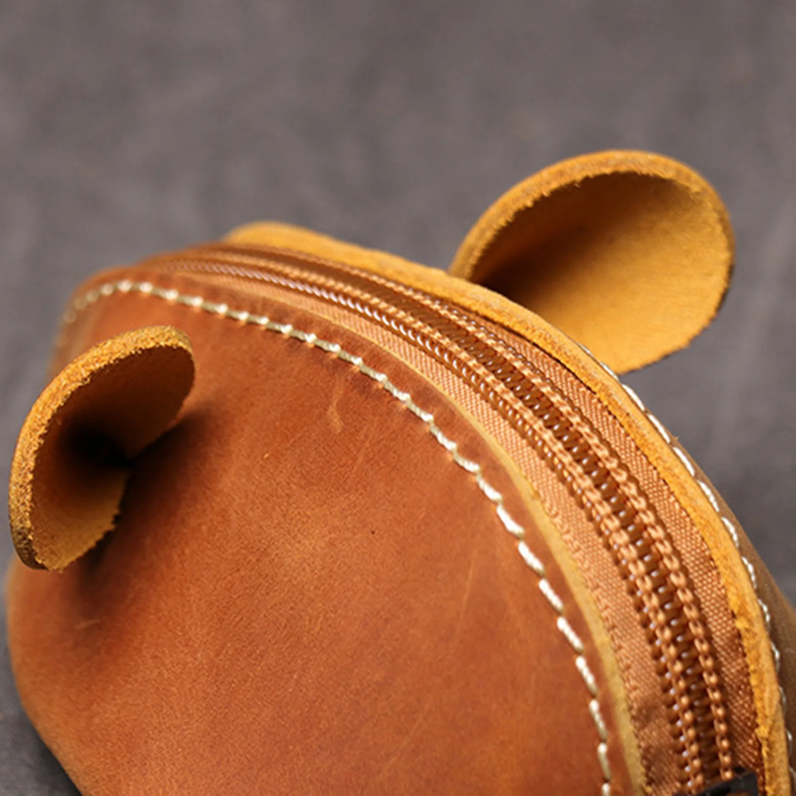 

Small Leather Coin Purse Mouse Shape Minimalist Key Card Holder Wallet for Men Women H9