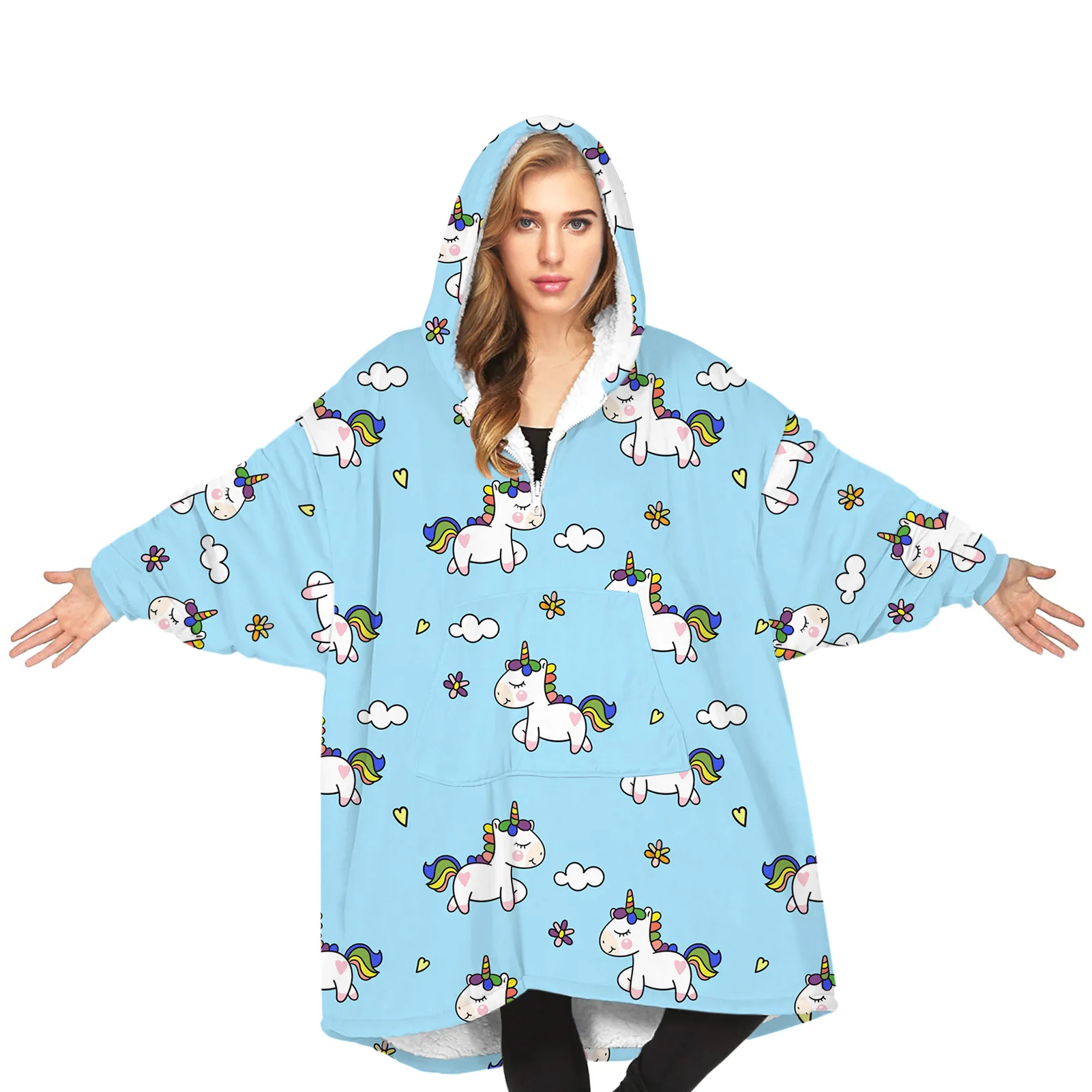 

Зимняя Толстая теплая толстовка с капюшоном и карманом