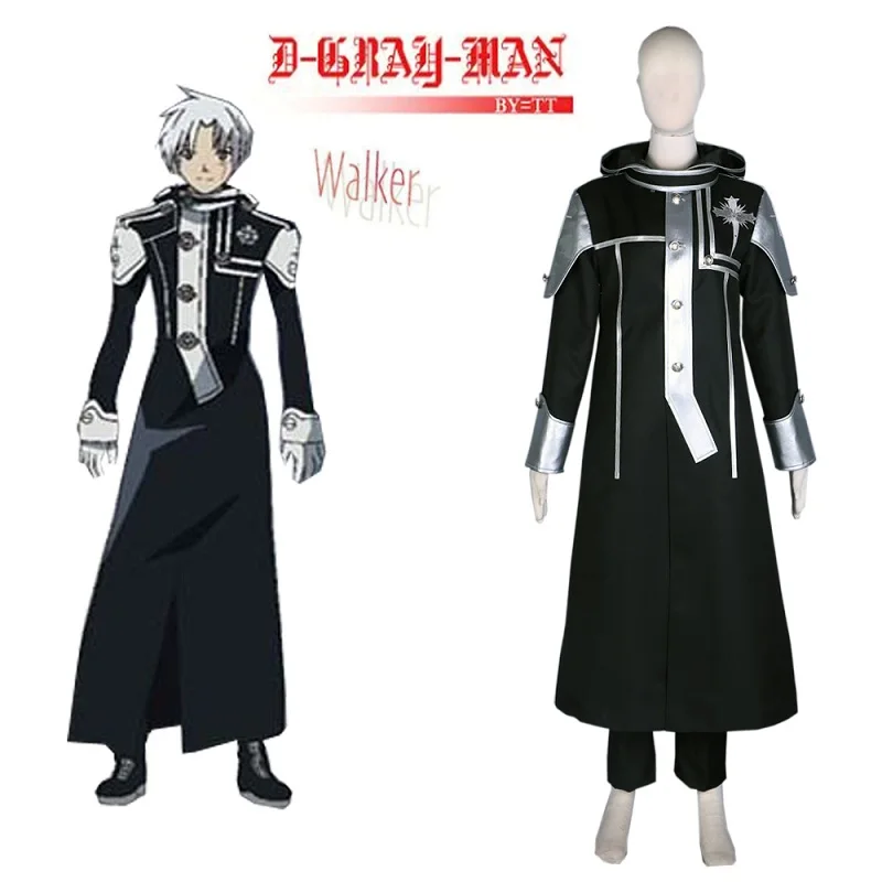 

Unisex Japan Anime Cos D.Gray-man Allen Walker Cosplay Costumes Top Black Church Uniform