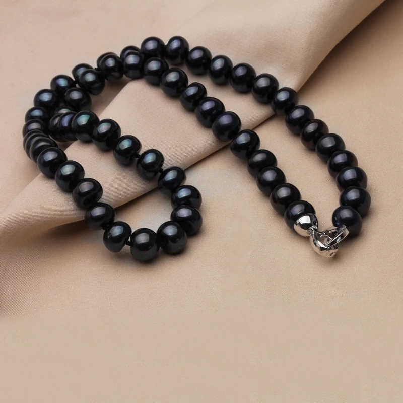 Модное черное ожерелье из натурального пресноводного жемчуга 8-9 мм/9-10 мм