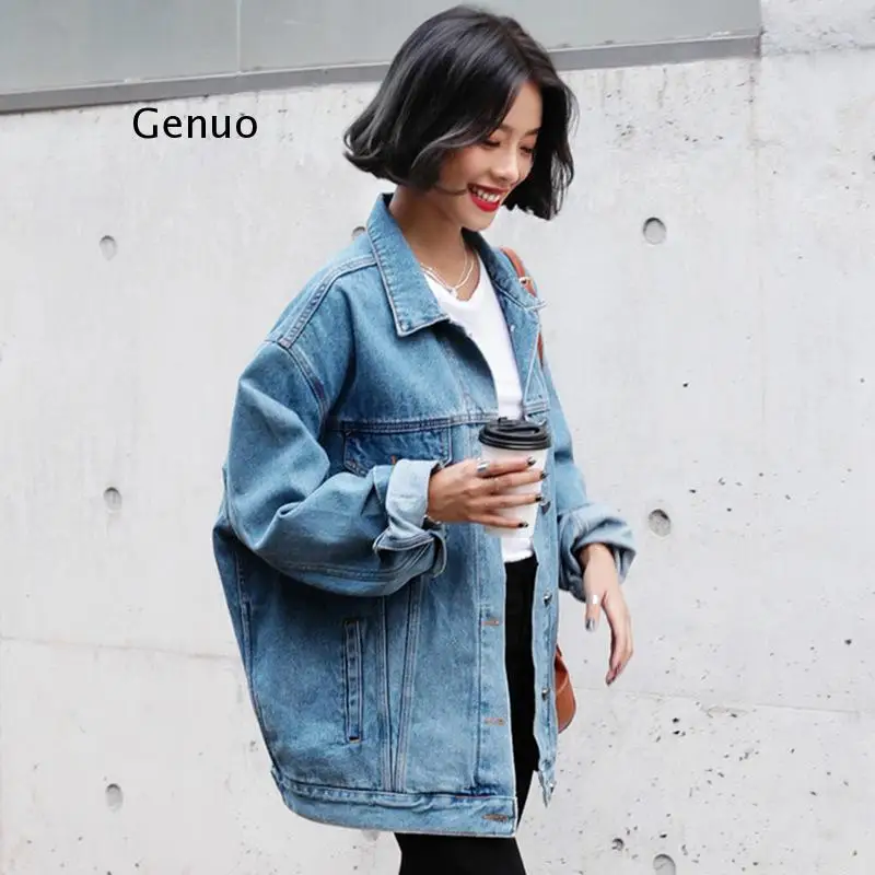 

Women Denim Bomber Jean Jacket Basic Button Up Lady Casual Vintage Outwear Autumn Female Fashion Coat Streetwear