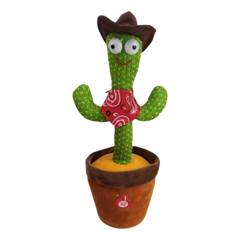 

97BC 1 Pc Interactive Recording Cactus Plush Toys, Electronic Light Dancing Cactus Funny Plush Toys for Baby Childhood