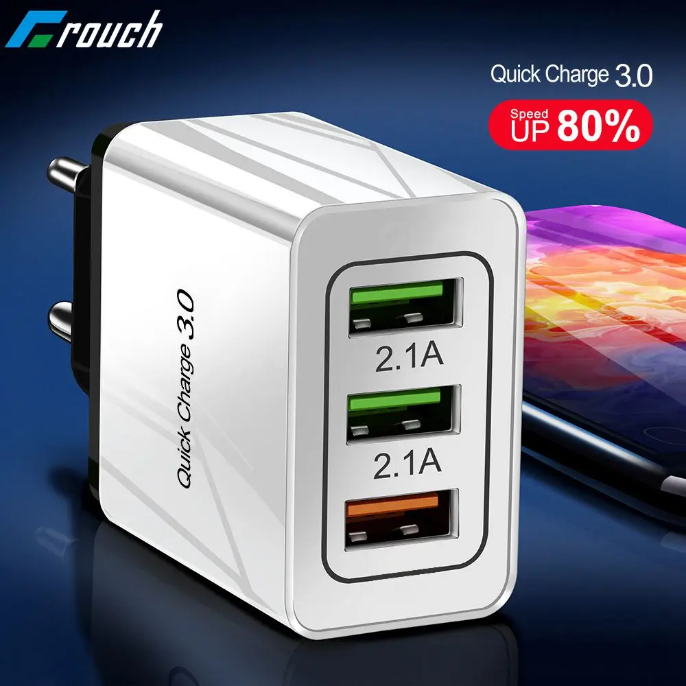 Приседать 18 Вт Quick Charge 3 0 Быстрая зарядка USB зарядное устройство для Xiaomi Samsung s9 3U ЕС