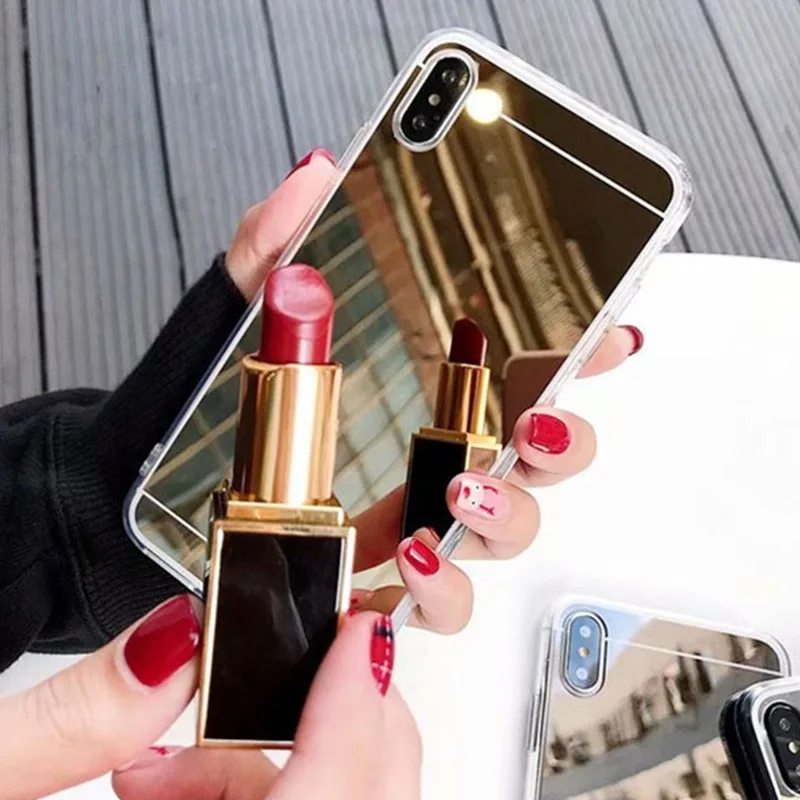 Роскошный зеркальный мягкий чехол для телефона с покрытием gillter iphone 5 se 5s 6 6s 7 8 plus x