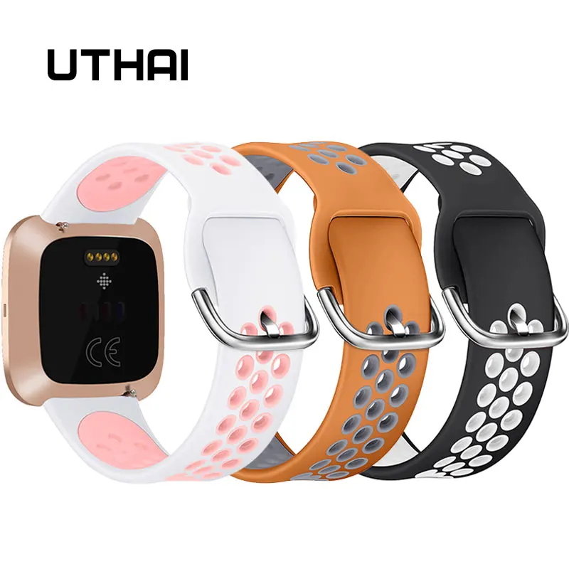 UTHAI F01 силиконовый ремешок для Fitbit часы Versa band дышащий спортивный браслет часов Lite