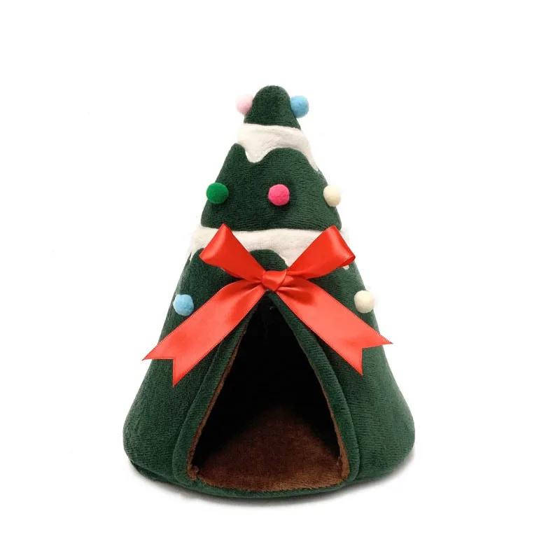 

Creative Christmas Tree Cotton Nest Mini Hedgehog Nest LED Light Pet House Guinea Pig Winter Hamster Warm Accessories Supplies