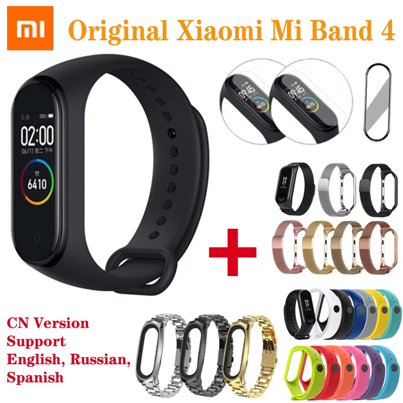 Оригинальные Смарт-часы Xiaomi Mi Band 4 AMOLED цветной экран пульсометр фитнес-трекер
