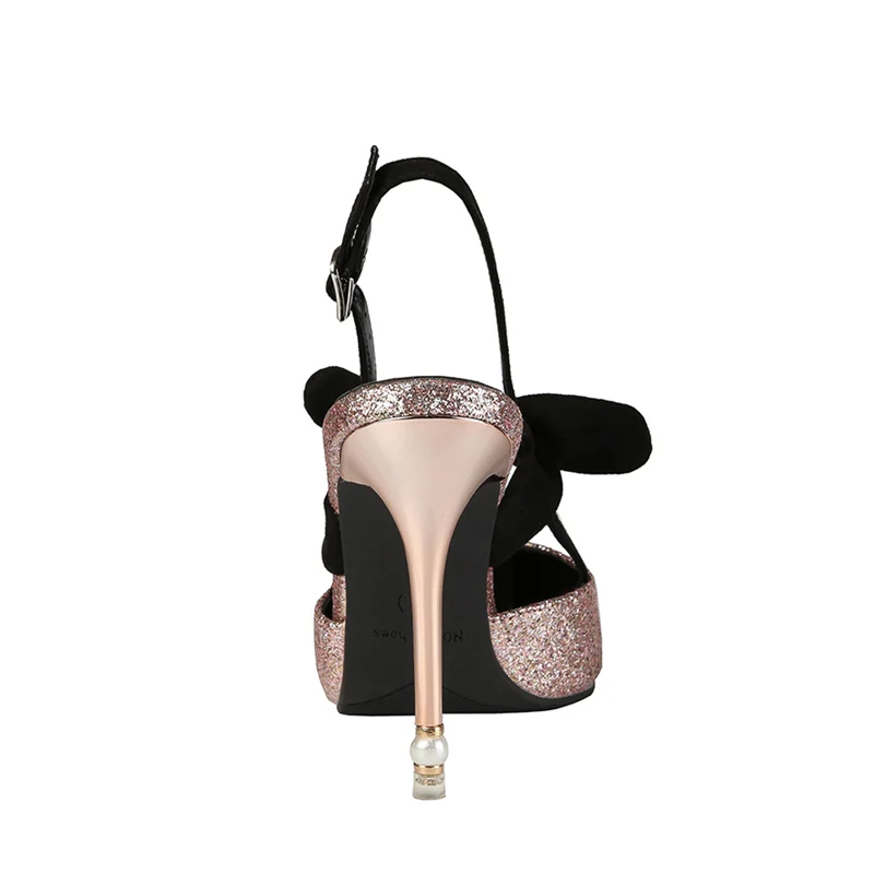 2019 г. Модные пикантные женские туфли на высоком каблуке 10 см с блестками шпильке