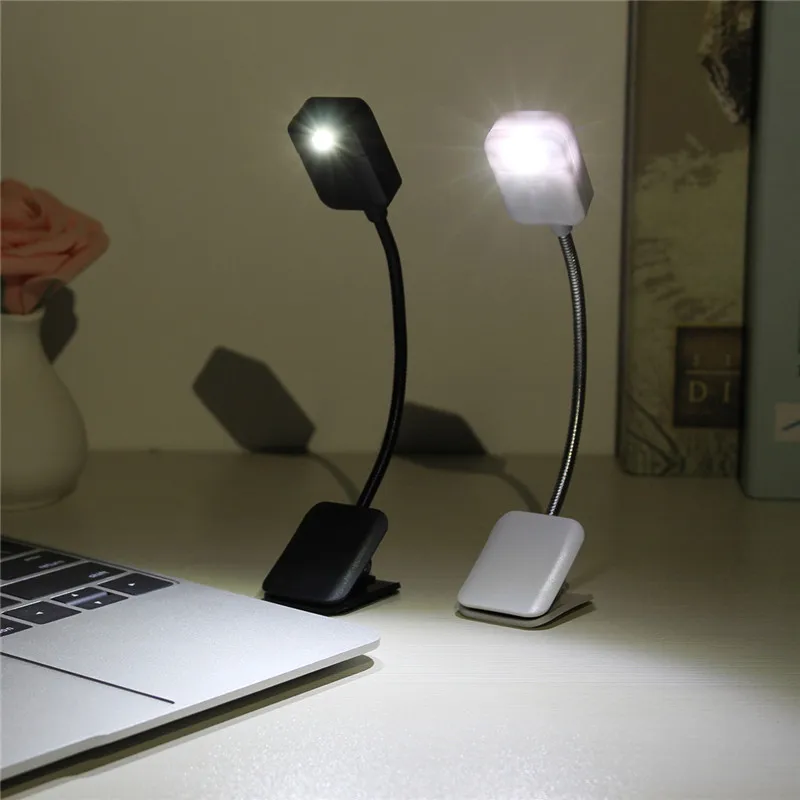 1pcs Mini Table Lamp For Kindle For Notebook LED Book Light Reading Light Desk Lamp Flexible Clip On Book Black White images - 6