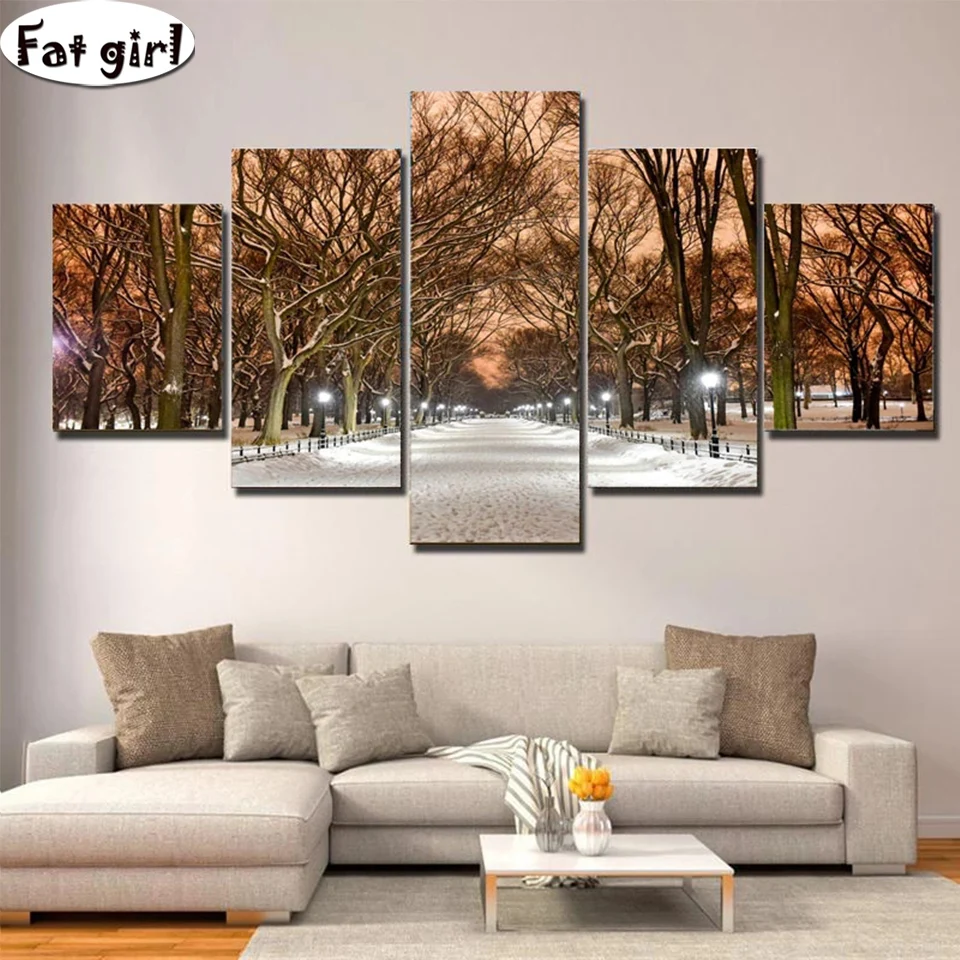 

Алмазная мозаика, шоссе, ночное видение, искусство «сделай сам», алмазная живопись, полная квадратная круглая бриллиантовая картина, 5 шт., н...