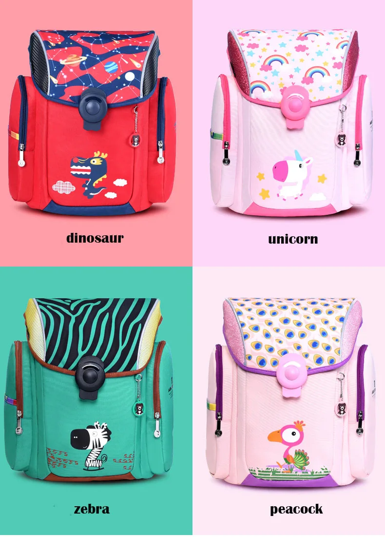 Unicorn Girl Primary School Bag Set for Kid Boy Dinosaur Printed Peacock Backpack Orthopedic Children Bookbag mochila escolar