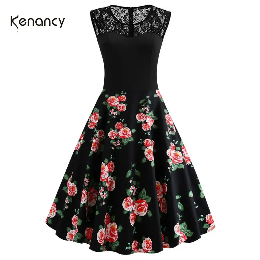 Женское винтажное платье Kenancy летнее с цветочным принтом в стиле ретро 60 s туника