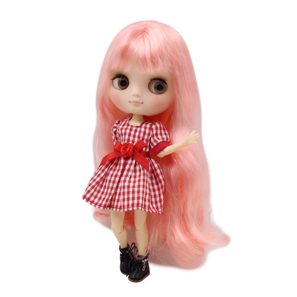 Кукла blyth Middie Розовая кукла для волос 1/8 игрушка матовое лицо 20 см|Куклы| |