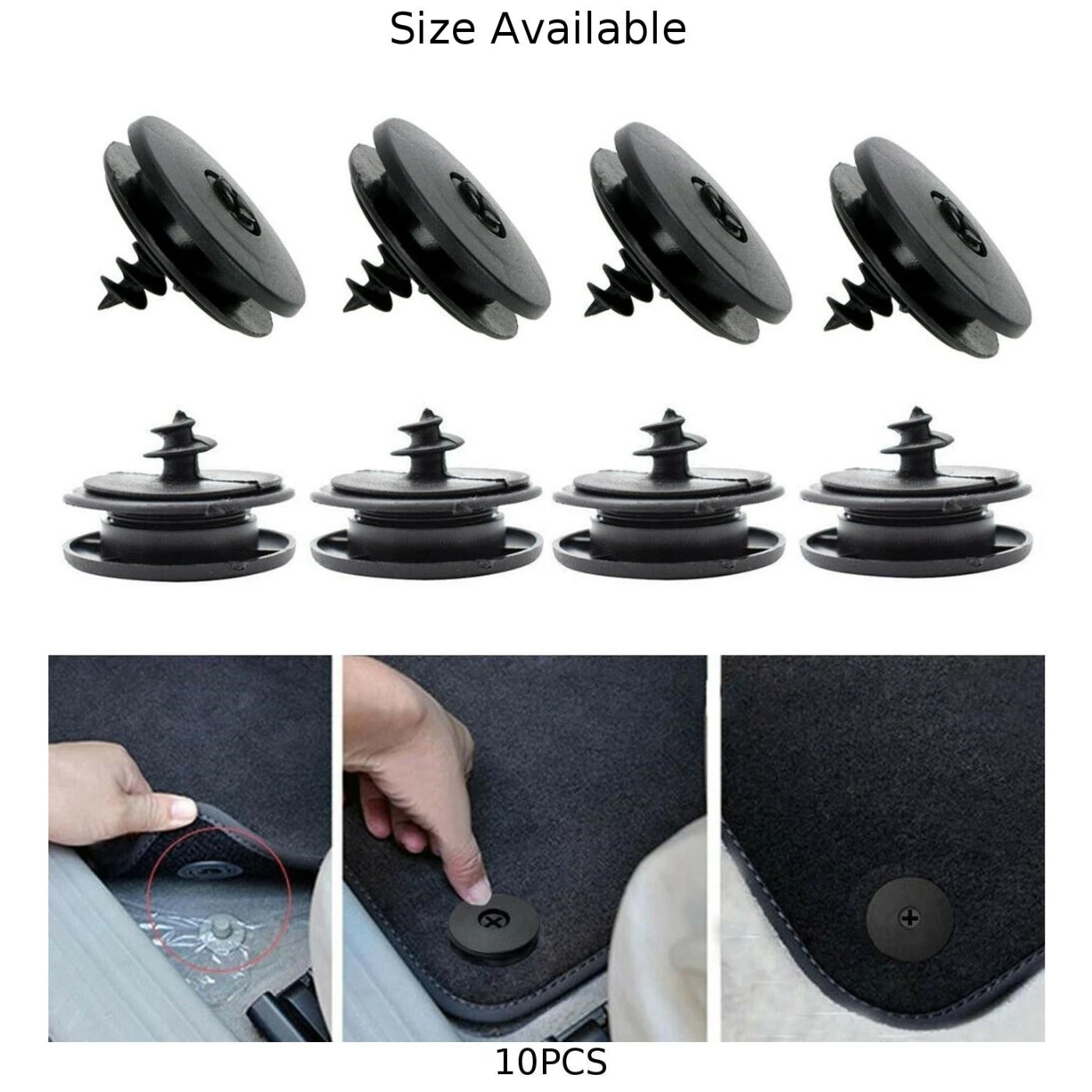 

10pcs Floor Mat Car Clips Anti-Slip Black Fixing Grips Clamps PVC Parts