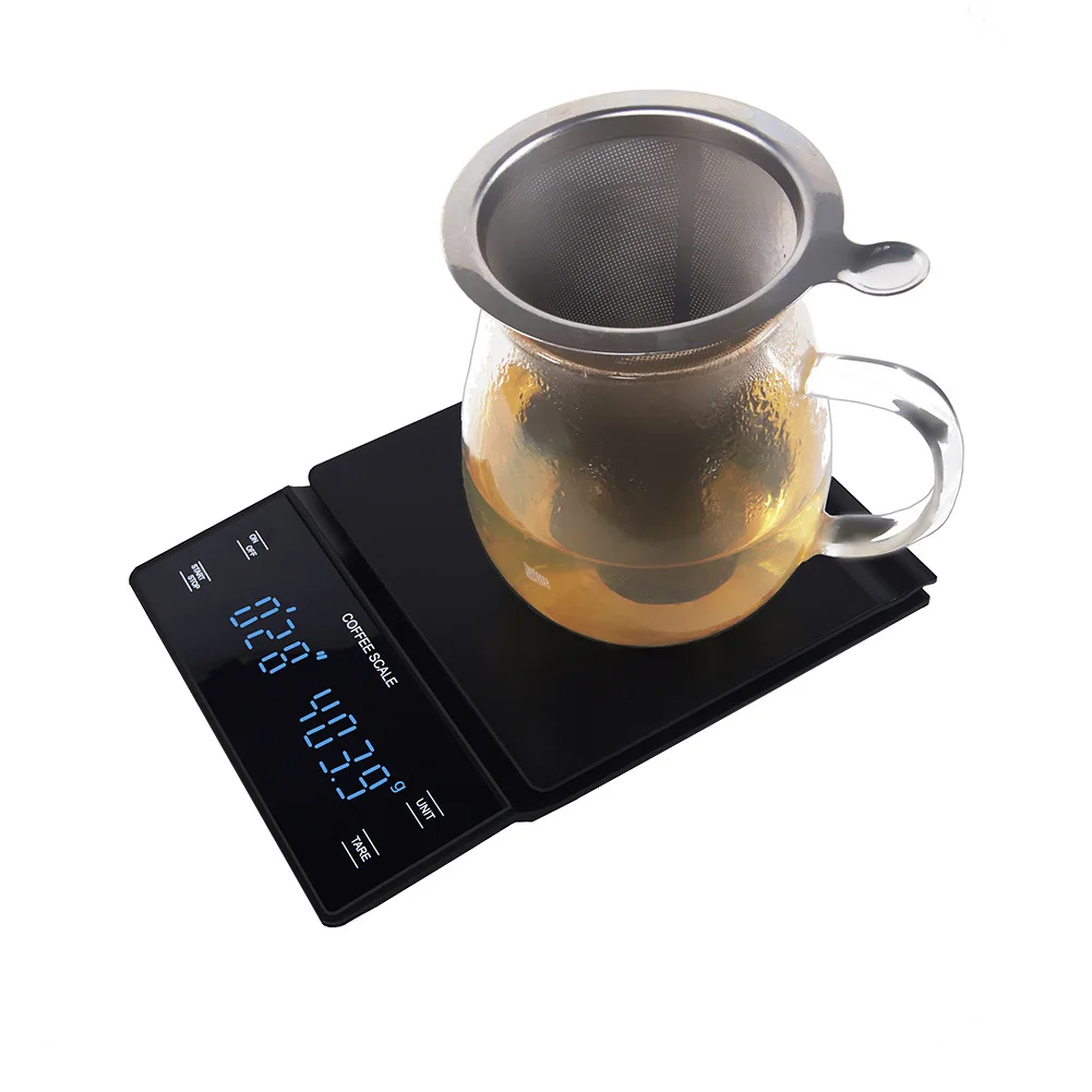 

3kg 0.1g Portable Kitchen Backlit Pour Over Drip Household LCD Display Measuring Tools Battery Powered Coffee Scale With Timer