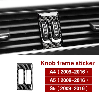 Knob Frame sticker Для Audi A4 A5 S5 углеродное волокно центральной консоли CD панель наклейка покрытие на автомобиль крышка для воздуховода отделка навигации украшение интерьера автомобиля - Название цвета: Knob Frame sticker