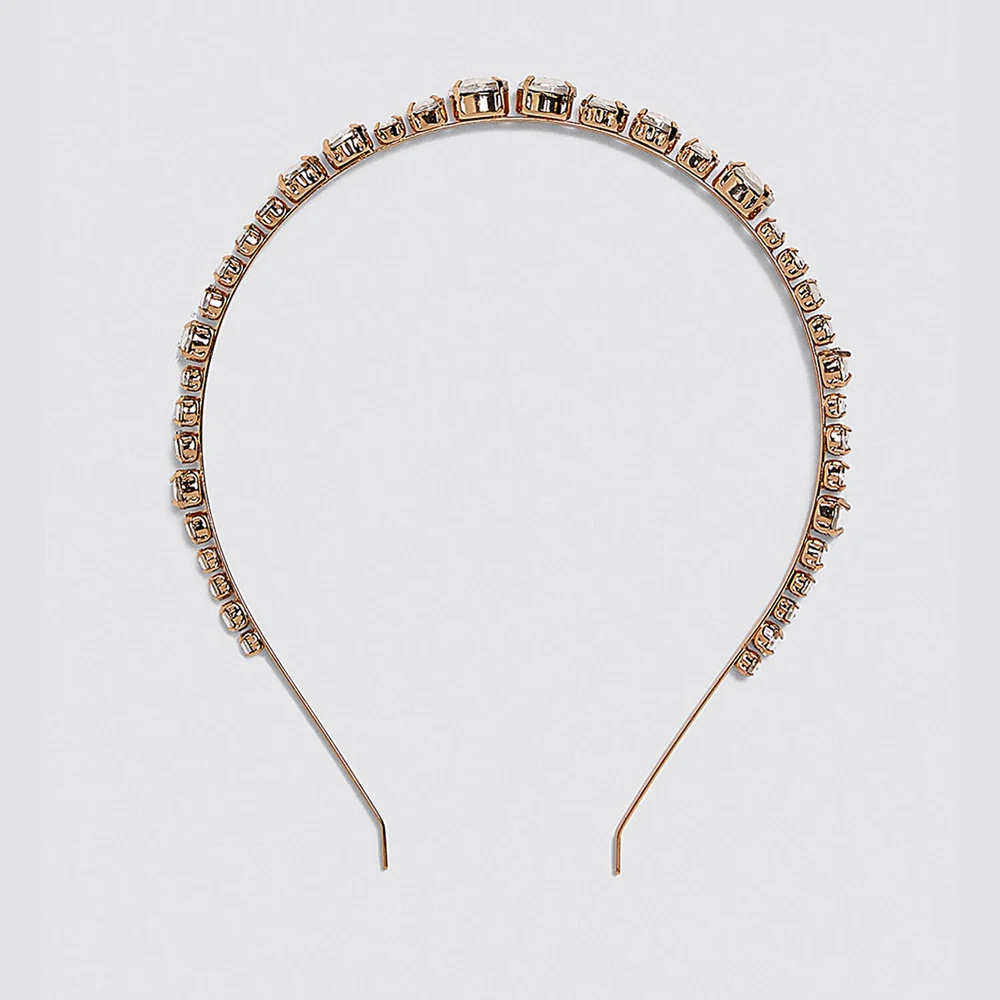 Za Мода горный хрусталь Hairband для женщин брачный венец головная повязка Кристальный обруч для волос резинки для волос аксессуары вечерние подарок оптом - Окраска металла: 01
