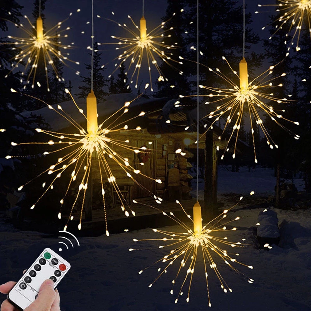 120/180Leds Twinkle Starburst AA Battery Firework String Lights For Holiday Festival Christmas Outdoor Indoor Decoration Lights