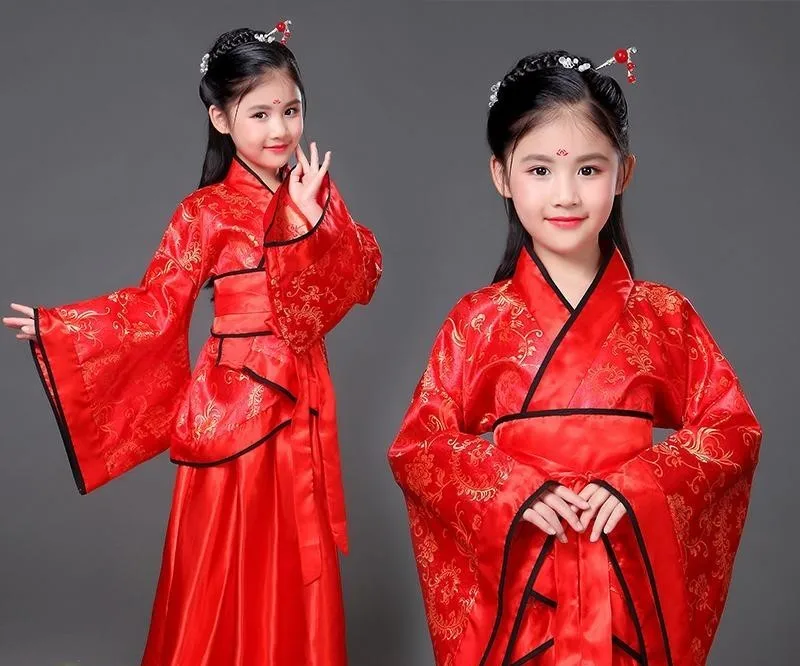 

Ancient Hanfu Girls Oriental Chinese Costume Kids Traditional Chinese Dress Children Fairies Tang Dynasty Stage Performance Wear