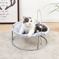 freeshipping cat bed soft plush cat hammock detachable pet bed with dangling ball for cats small dogs grey and beige cat bed