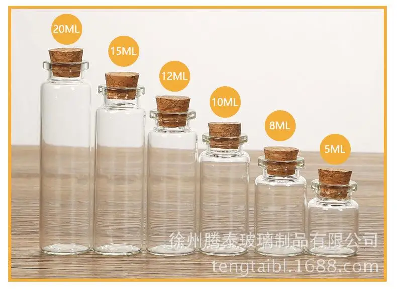 

5/10Pcs 5/10/15/20ml Mini Glass Wishing Bottles Small Jars DIY Crafts Message Vials Cork Clear Drifting With Cork Stoppers Gifts