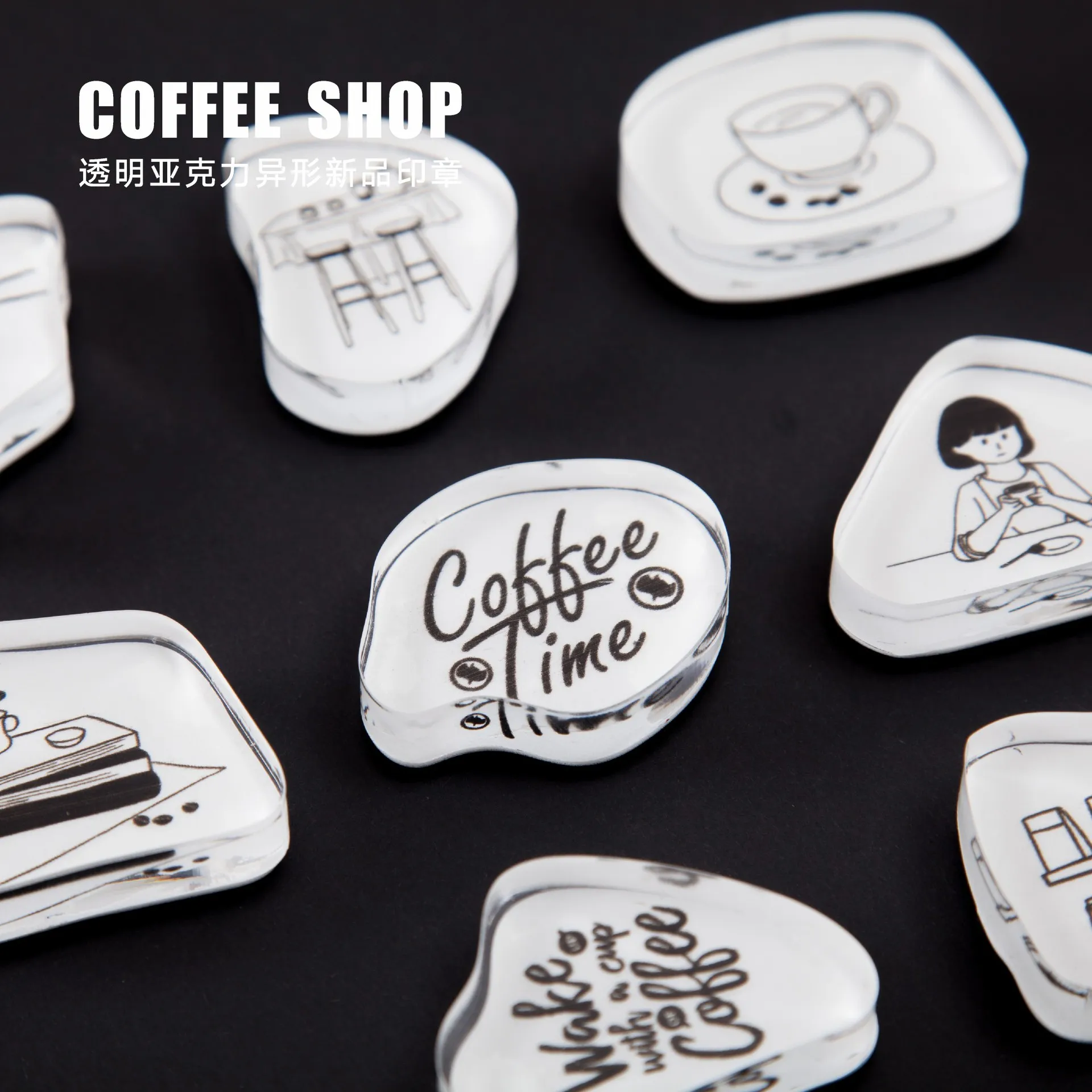 

Vintage Coffee Life Series Stamp English Alphabet DIY Acrylic Rubber Stamps for Stationery Scrapbooking Transparent Stamps