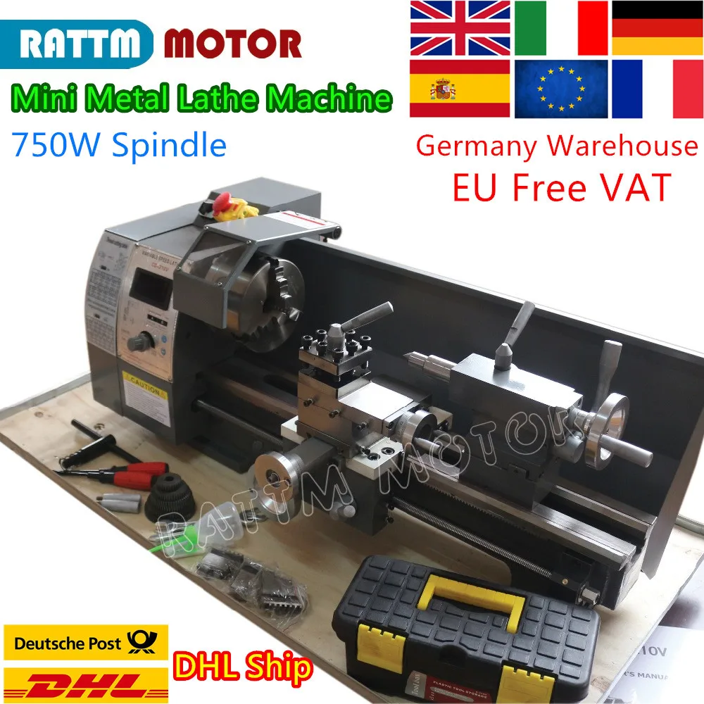 

【EU Free】WM210V Mini Metal Lathe Metalworking Digital Control Variable Speed Mini Metal Lathe 750W Spindle 125mm 3-Jaw Chuck