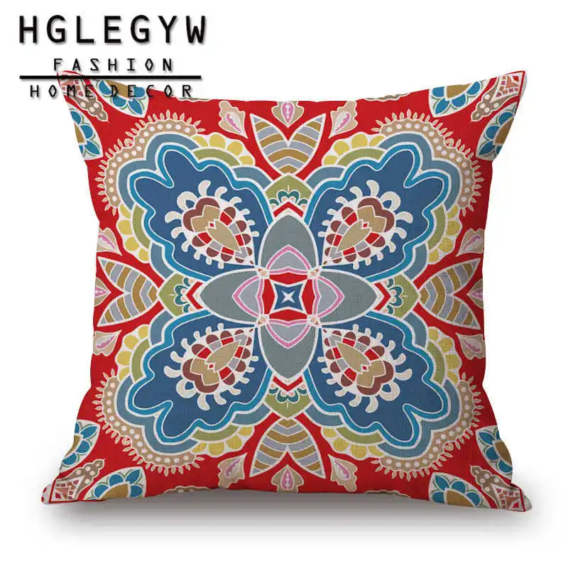 Винтажная наволочка в богемном стиле с цветочным рисунком хлопковая льняная