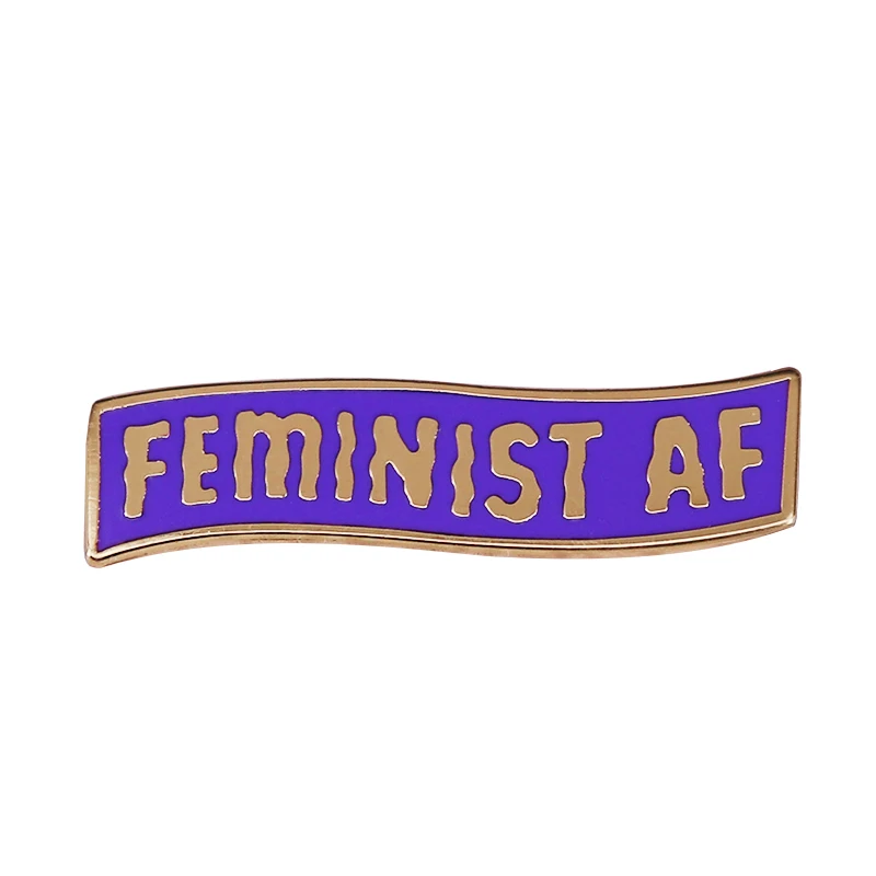 Фото Феминистская AF значок феминизм эмали штырь фиолетовой ленточкой брошь Пол