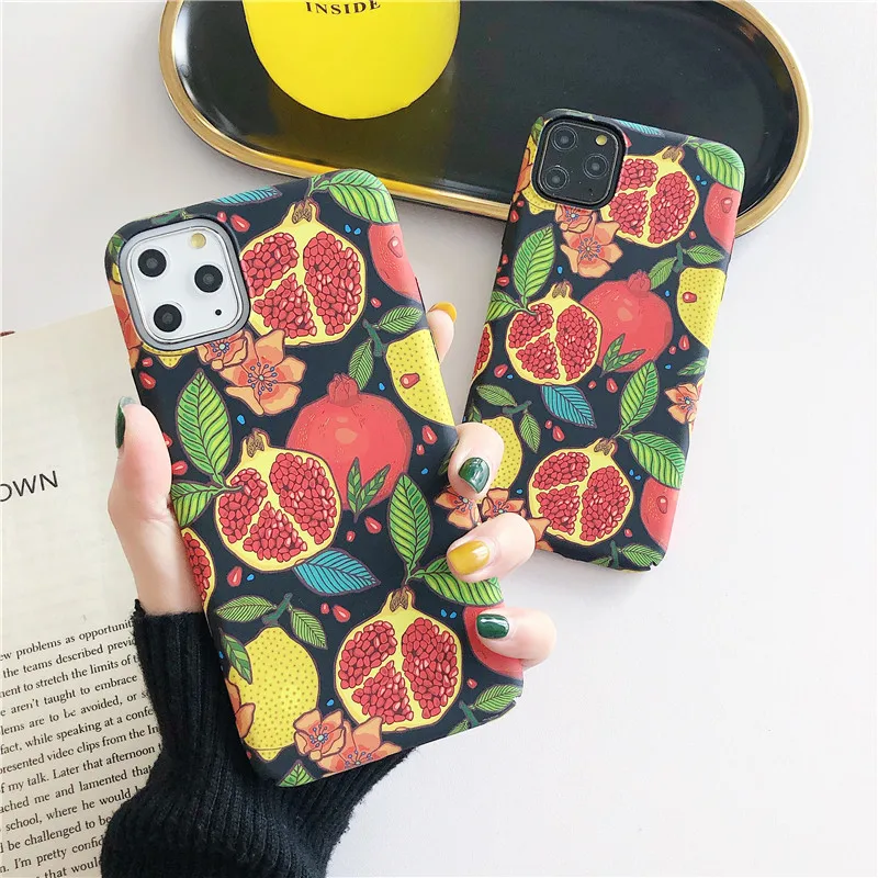 

Cute Pomegranate Phone Case for Iphone 11 Pro Max XR XS Max X 6S 6 7 8 Plus Fresh Fruit Hard Case Back Cover