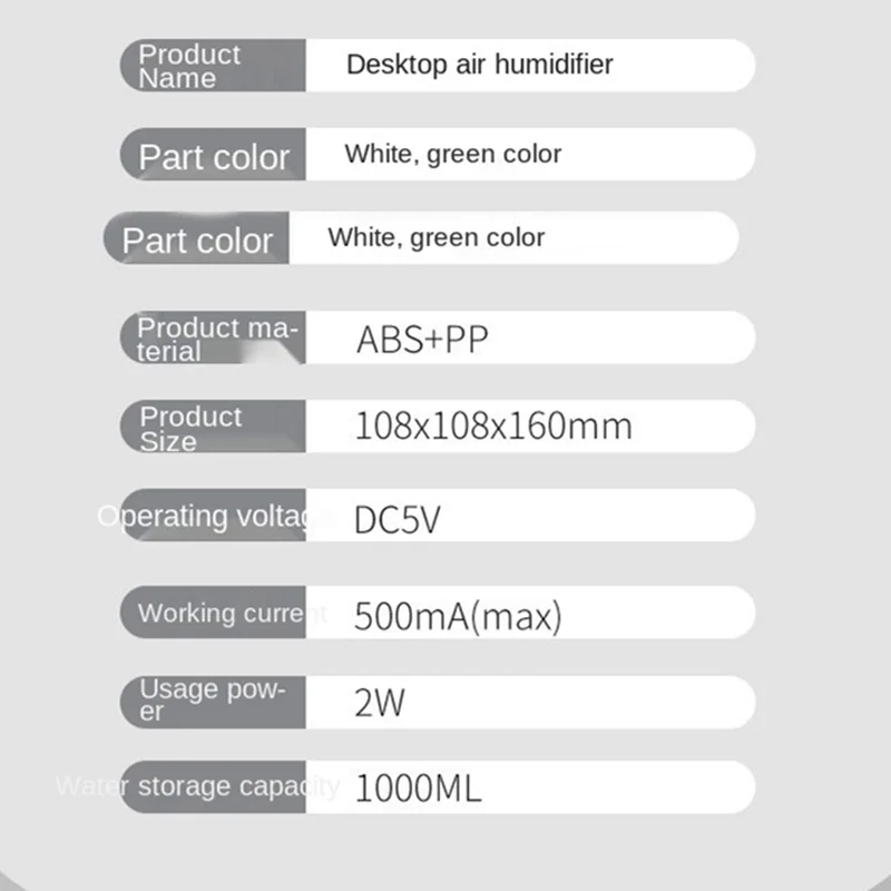 

1000ml Air Humidifier Diffuser USB Portable Aroma Diffuser for Home Office Baby Moisturizing Diffuser Umidificador