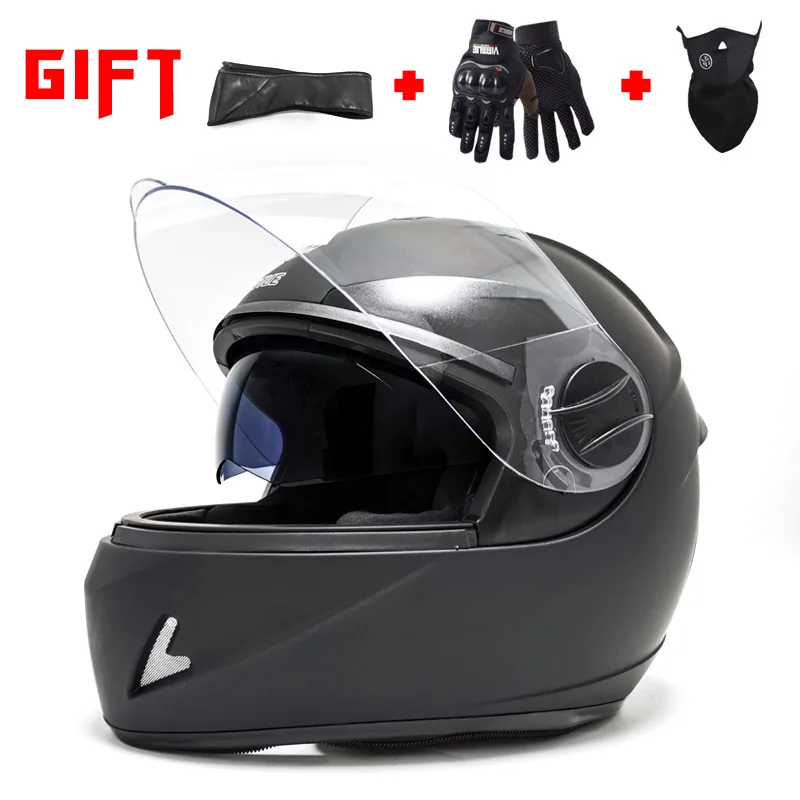 Мотоциклетный шлем четыре сезона двойные линзы полнолицевой для самоката