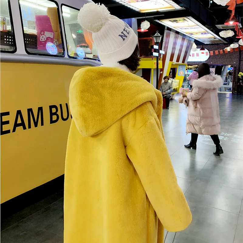 Теплое зимнее искусственное меховое Женское пальто свободного покроя