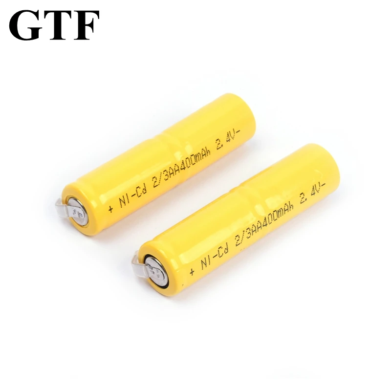 GTF 2/3AA 2.4V Ni-CD battery 400mAh battery pack Nickel-cadmium rechargeable battery AA battery For RC Toy shaver LED light
