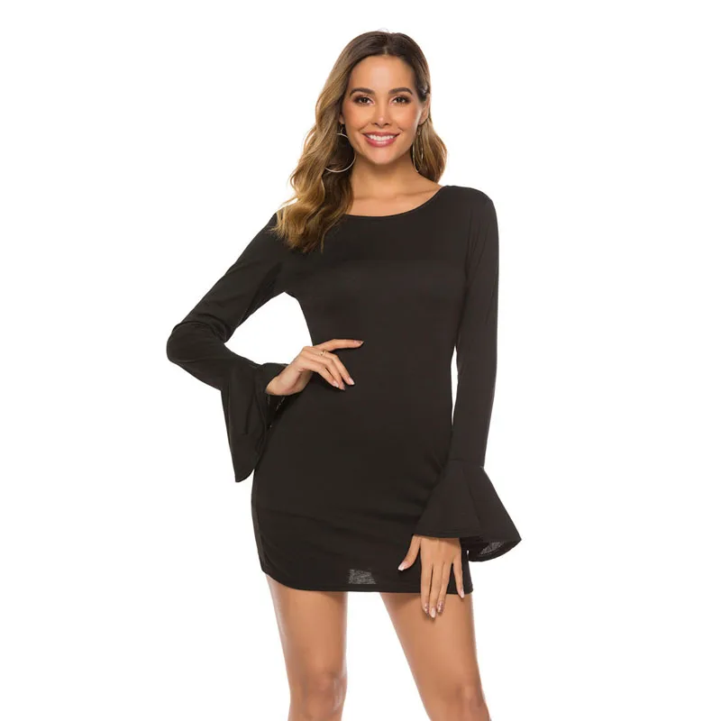 2019 весеннее Новое Черное женское сексуальное тонкое платье с открытой спиной |