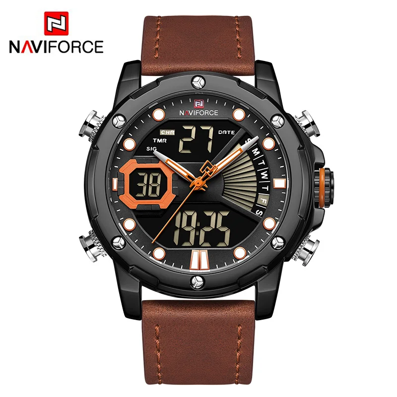 Naviforce аналоговые цифровые часы мужские мужские часы светодиодные цифровые мужские часы спортивные 30 м водонепроницаемые Модные наручные часы Мужские часы