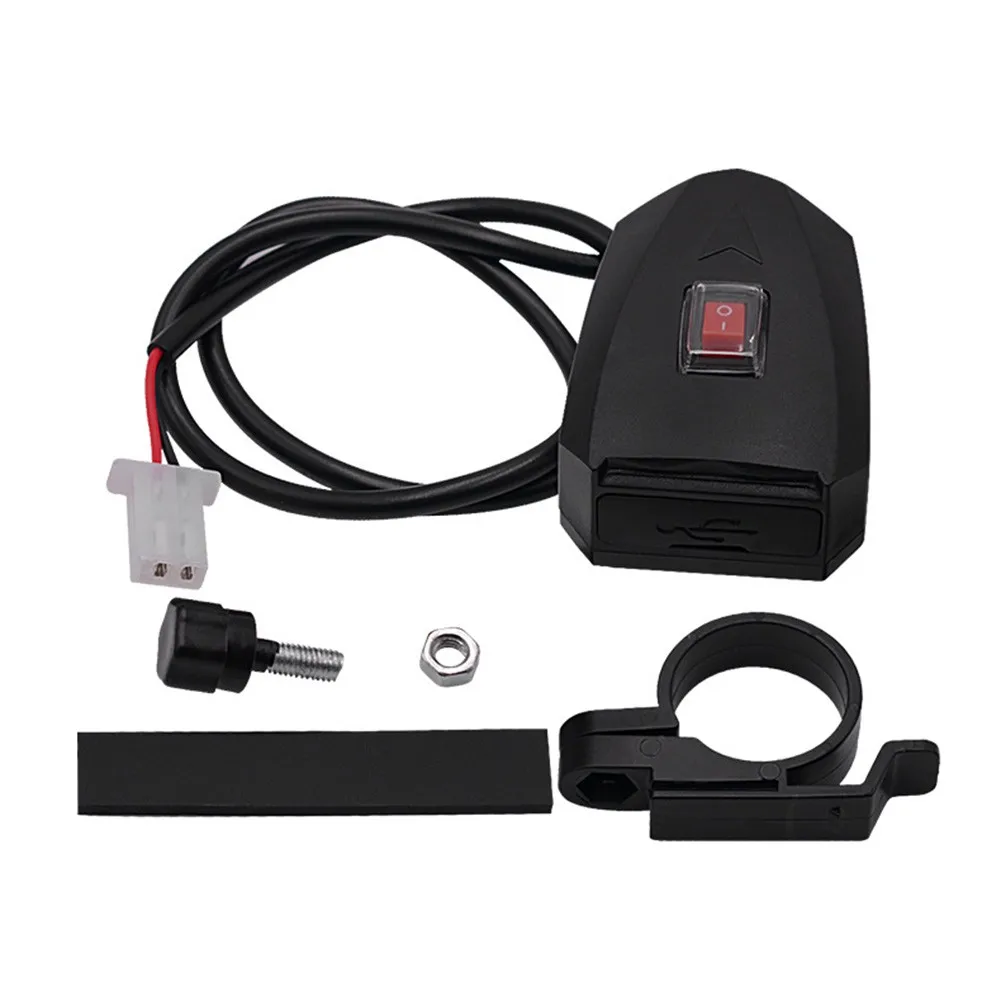 

Electric Bicycle USB Power Charger Adapter For 22-25mm Handlebar Waterproof Ebike Phone Charger With Switch 10-80V To 5V2.4A