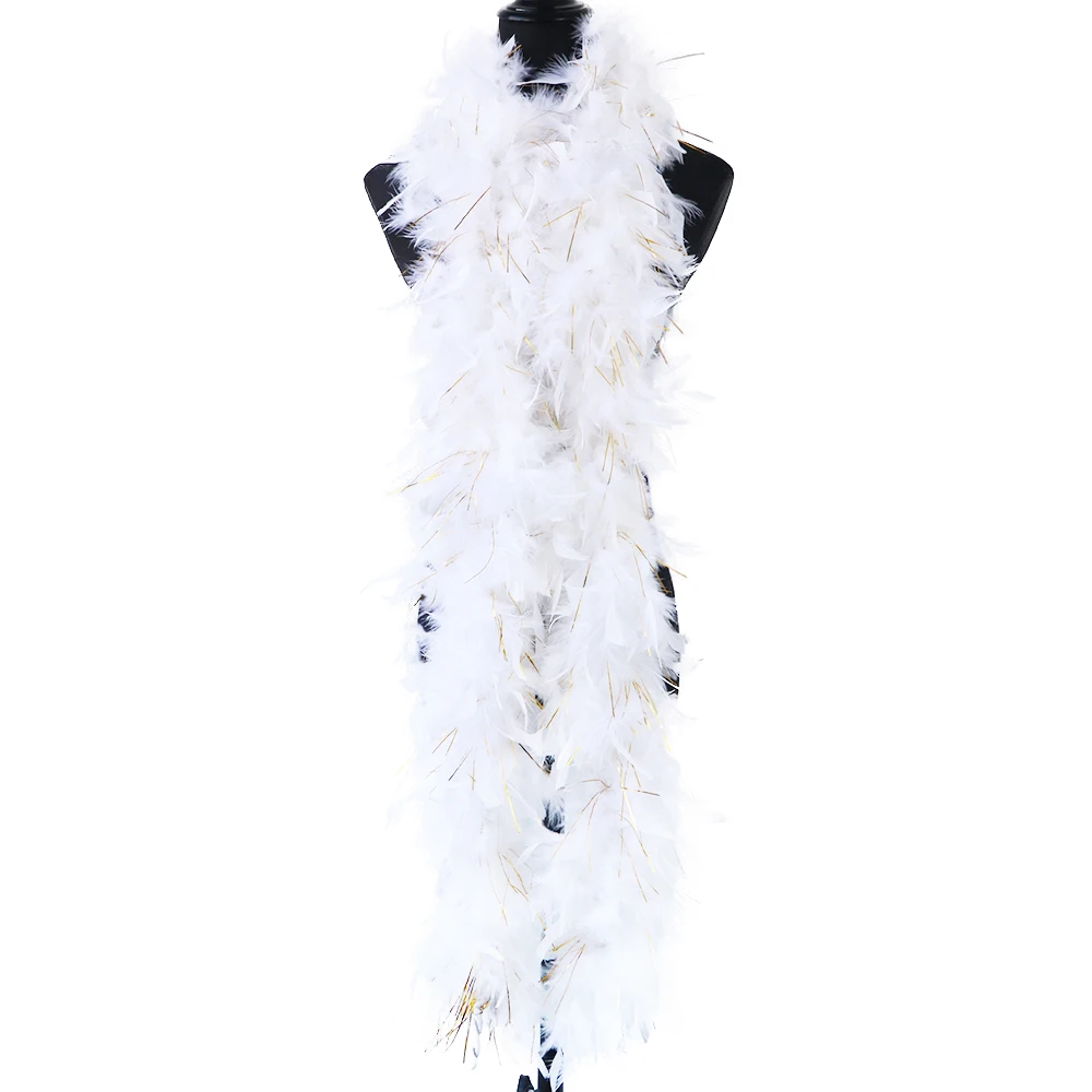 

90G Gold Silver Silk Fluffy Marabou Turkey Feather Boa Ribbon For Shawl Wedding Dress Decoration Christmas Crafts Feather Plumas