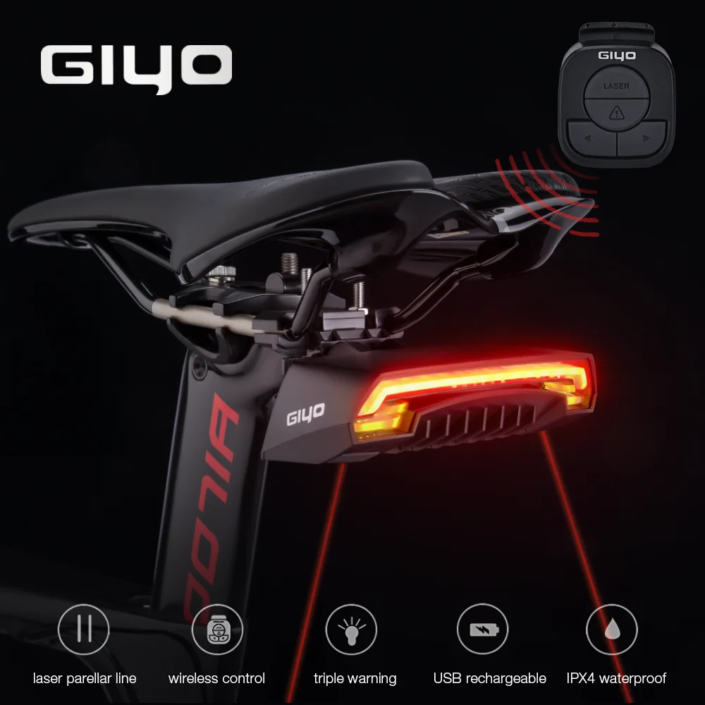 GIYO Battery Pack Bicycle Light USB Rechargeable Mount Bicycle Lamp Rear Tail Light Led Turn Signals Cycling Light Bike Lantern