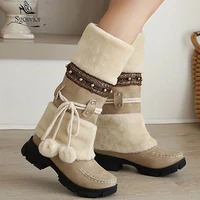sgesvier 2020 new arrive hot sale snow boots women winter shoes flock round toe keep warm casual shoes woman mid calf boots