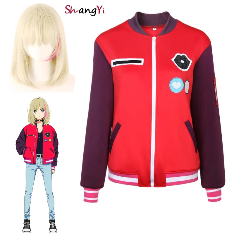 

Kawai Rika Jacket Anime WONDER EGG PRIORITY Same Type Kawai Cosplay Costume Red Jacket High Quality Coat Daily Outfits Wigs