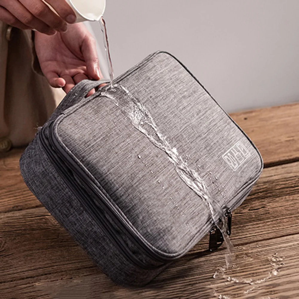 3 слоя Портативный сумки для хранения Зарядное устройство передачи данных кабель